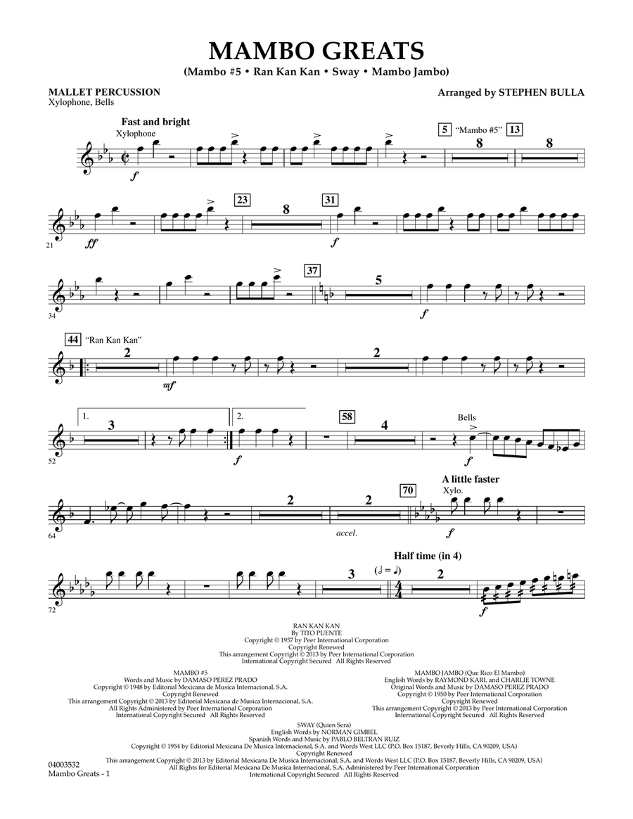 Mambo Greats - Mallet Percussion Concert Band scores gallery preview page 1