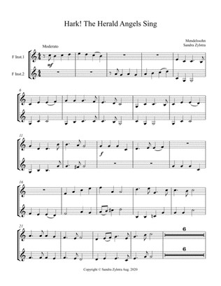 Hark! The Herald Angels Sing (treble F instrument duet, parts only)