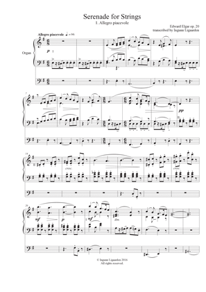 Book cover for Elgar: Serenade for Strings - 1. Allegro piacevole for Organ Solo
