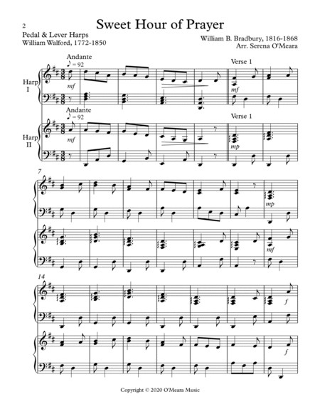 Sweet Hour of Prayer, Harp Duet, Score & Parts image number null