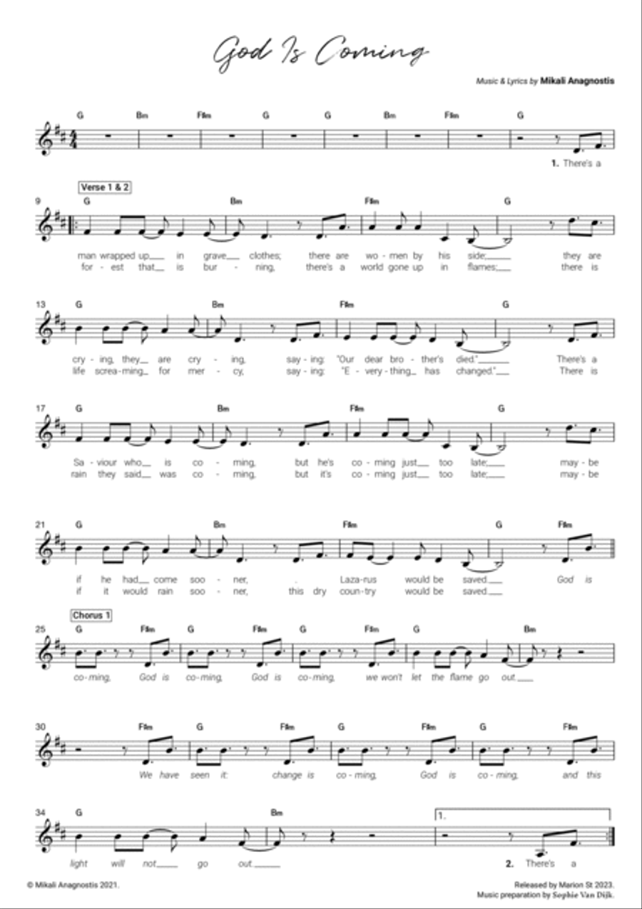 God is Coming Piano scores gallery preview page 2