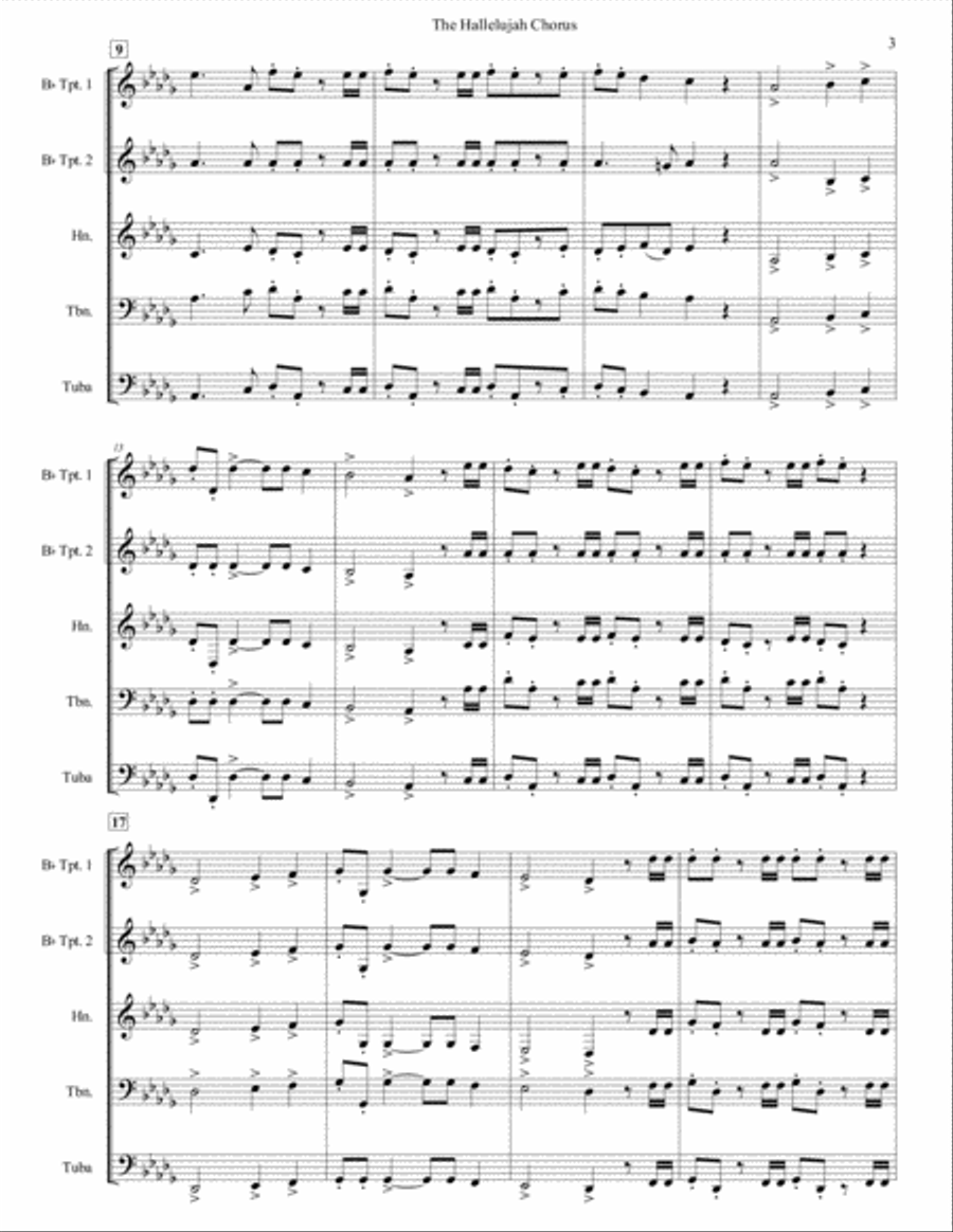 The Hallelujah Chorus for Brass Quintet The Hallelujah Chorus for Brass Quintet Brass Quintet scores gallery preview page 3
