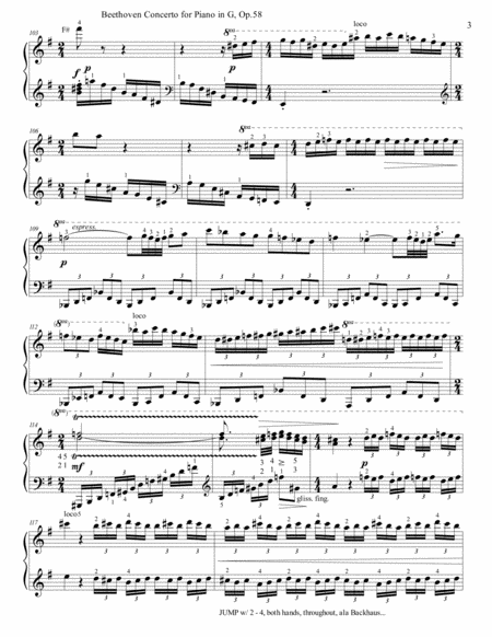 Concertos for Five Beethoven Piano Concerto in G maj, 1st mvnt, arr for String Quartet Piano part on image number null