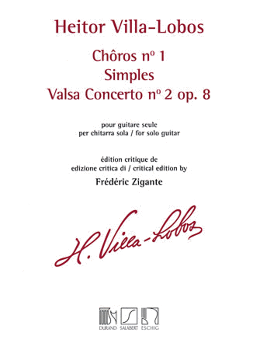 Chôros No. 1 / Simples / Valsa Concerto No. 2, Op. 8 Acoustic Guitar scores gallery preview page 1