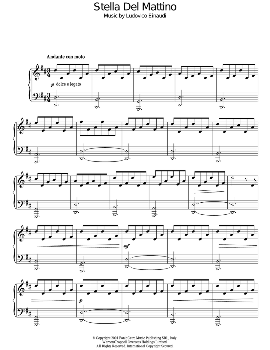 Stella Del Mattino Piano Solo scores gallery preview page 1