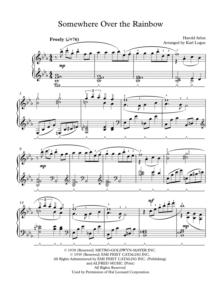Over The Rainbow Over The Rainbow Piano Solo scores gallery preview page 1