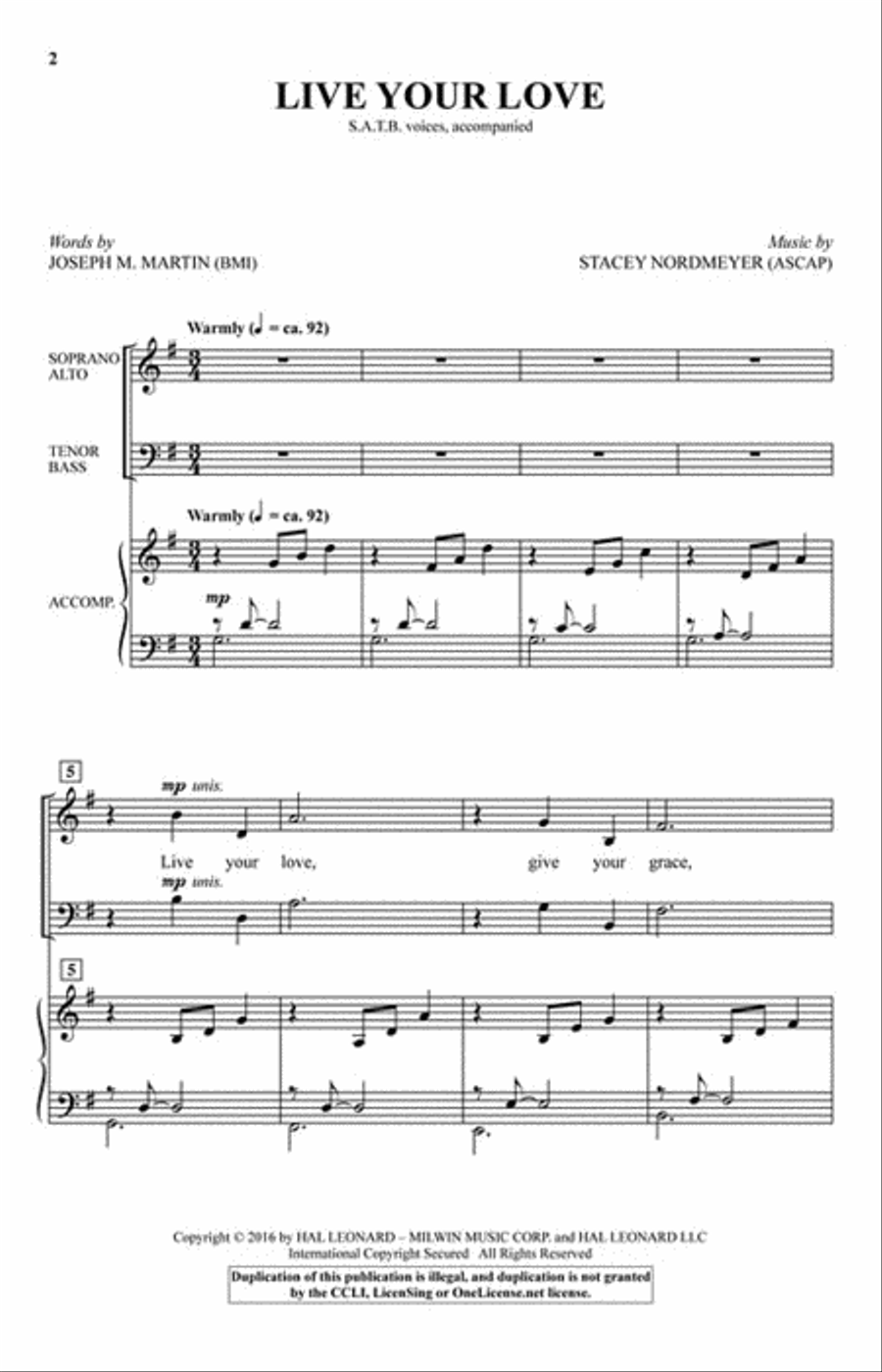Live Your Love Live Your Love 4-Part scores gallery preview page 2