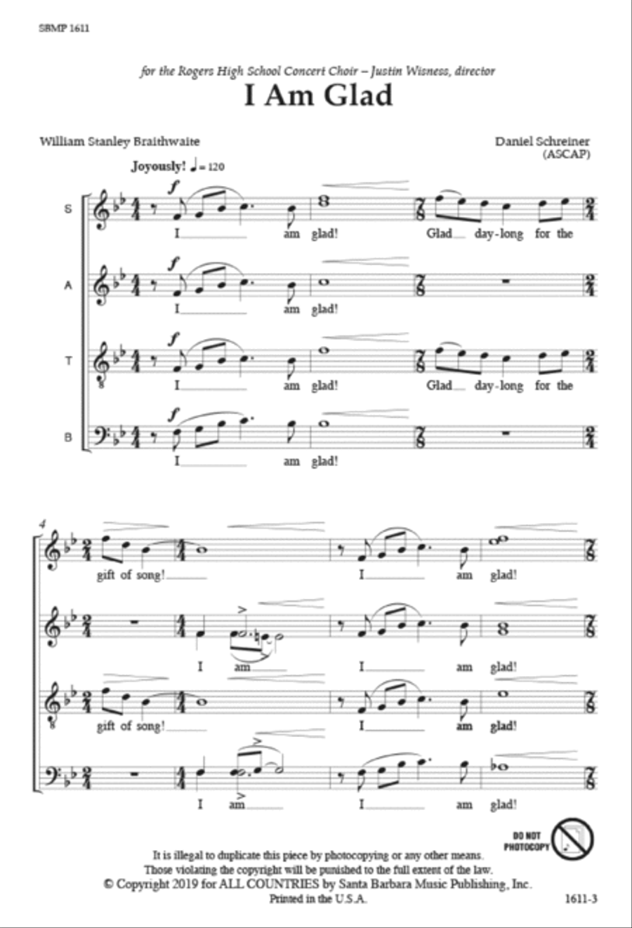 I Am Glad - SATB divisi octavo image number null