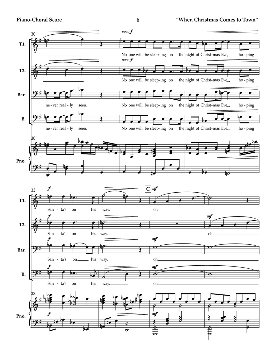 When Christmas Comes To Town TTBB scores gallery preview page 6