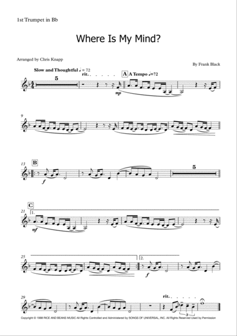 Where Is My Mind? Brass Ensemble scores gallery preview page 6