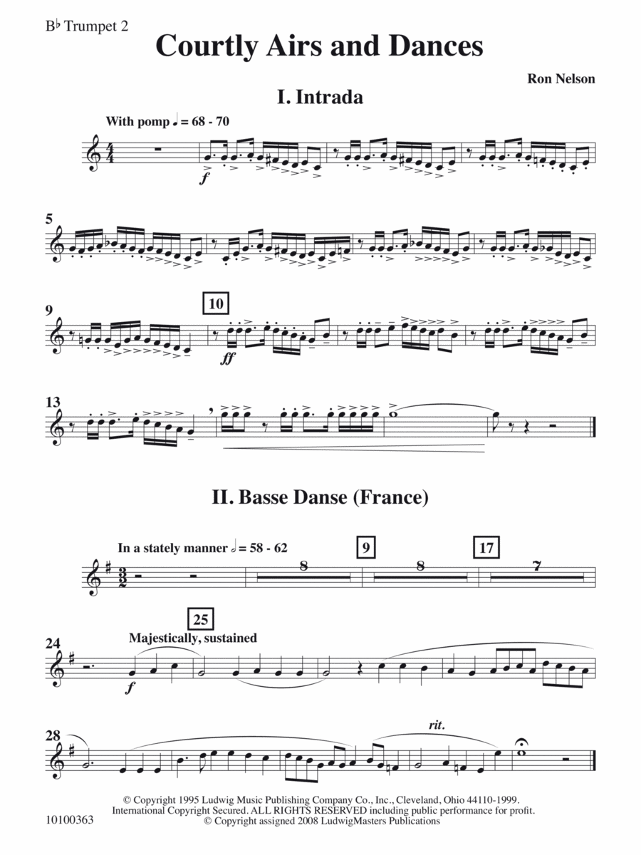 Courtly Airs and Dances - Trumpet 2 Concert Band scores gallery preview page 1