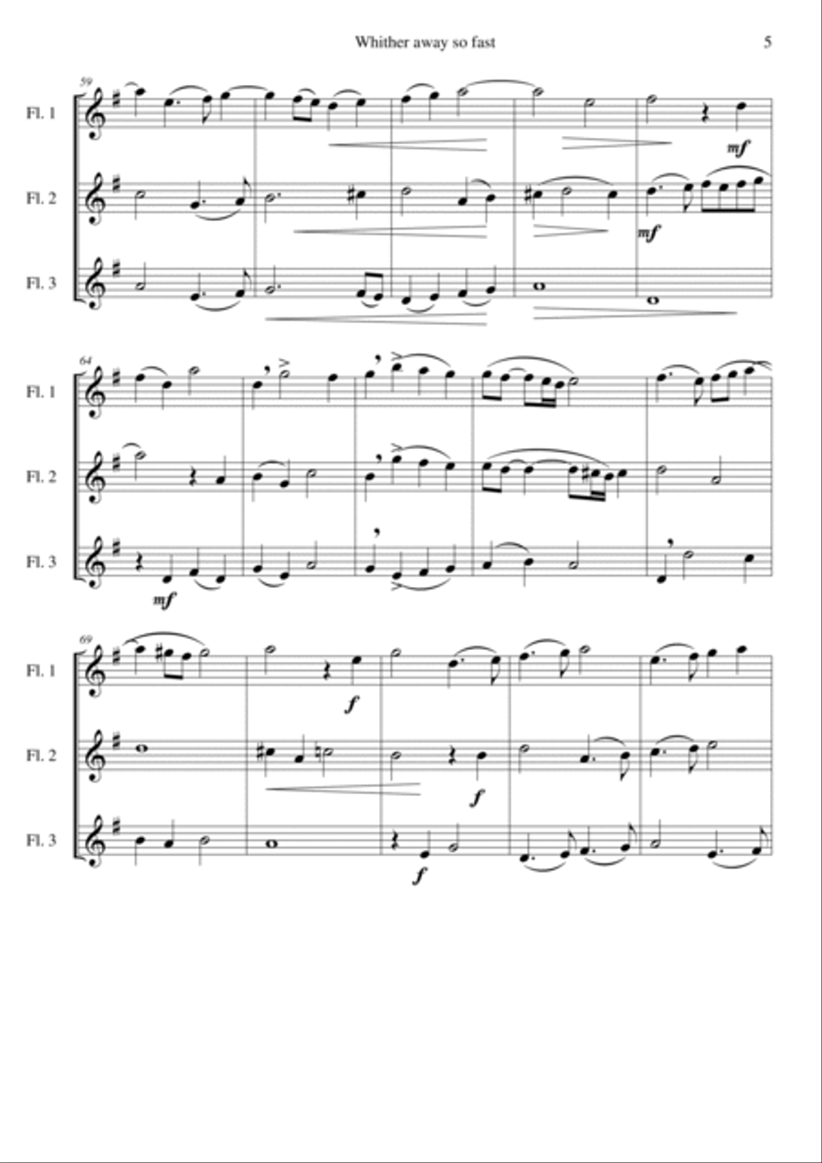 Whither away so fast for flute trio (3 C flutes) Flute Trio scores gallery preview page 5