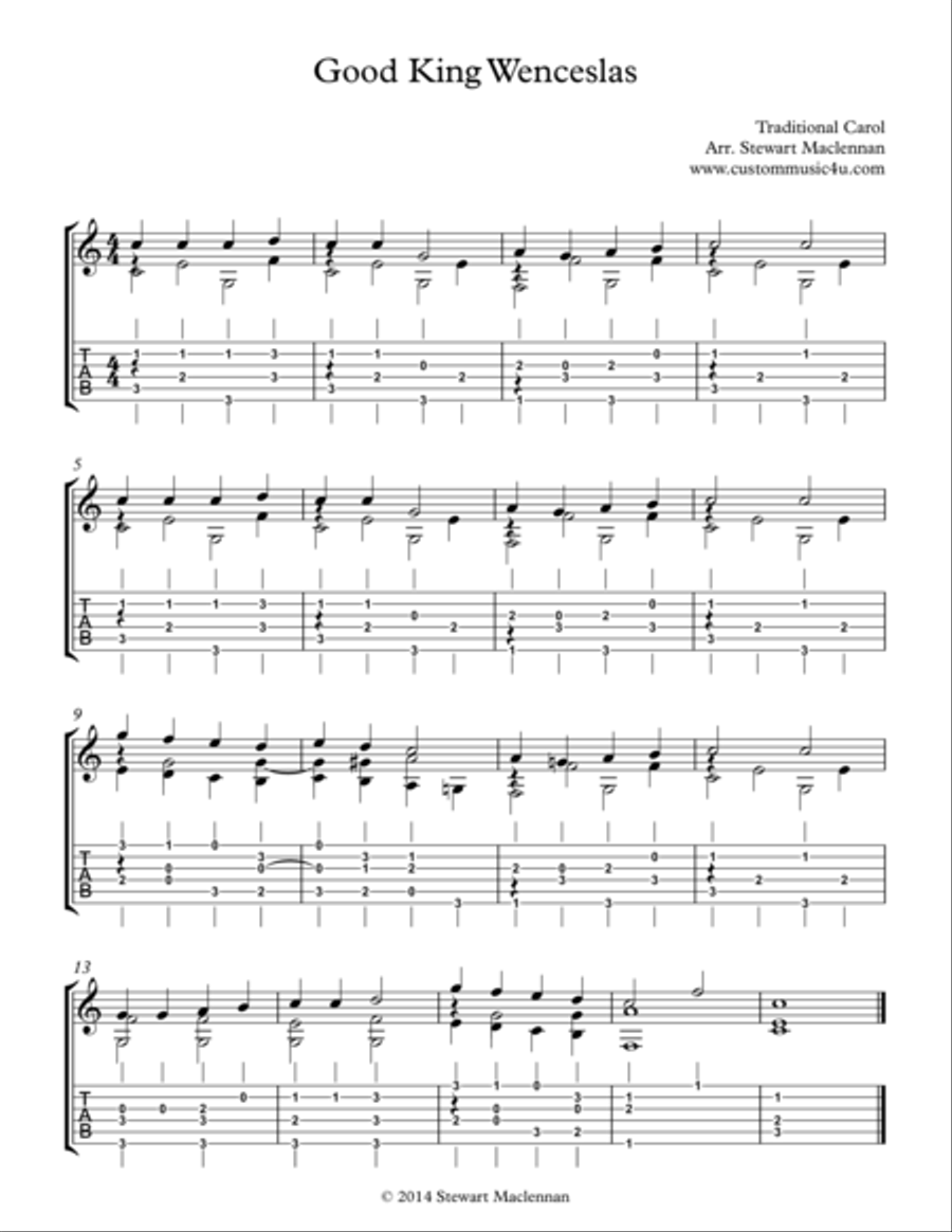 Good King Wenceslas Guitar Tablature scores gallery preview page 1