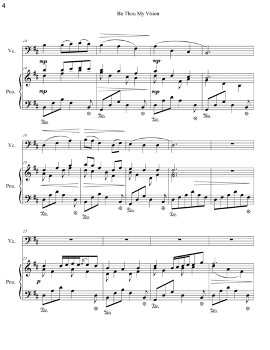 Favorite Hymns On Cello (Volume I) - A Collection of Ten Cello Solos Piano scores gallery preview page 4