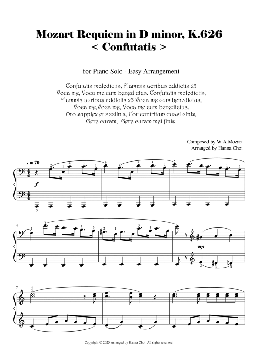 "Confutatis" - Mozart Requiem [for Piano solo] image number null
