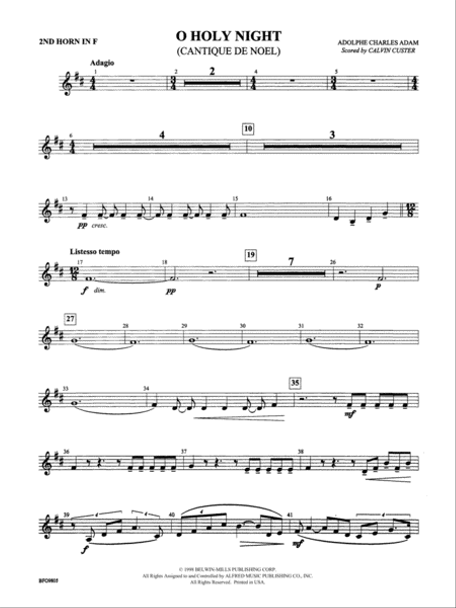 O Holy Night: 2nd F Horn Full Orchestra scores gallery preview page 1