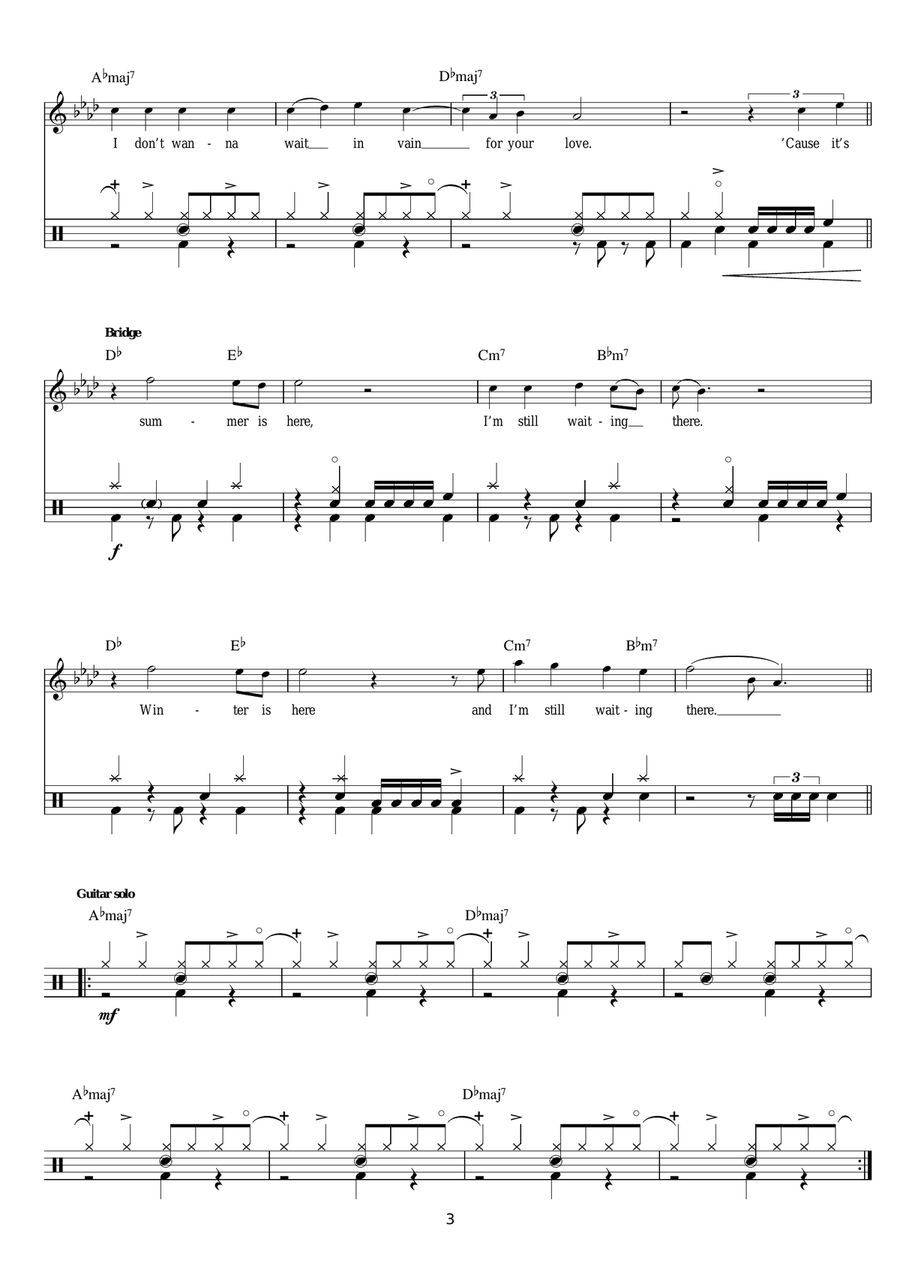 Waiting In Vain Drum Set scores gallery preview page 3