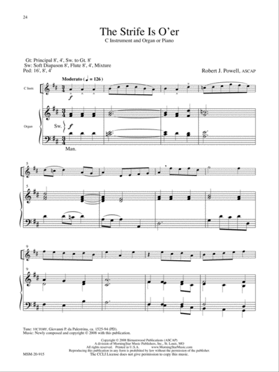 The Strife Is O'er Flute scores gallery preview page 1