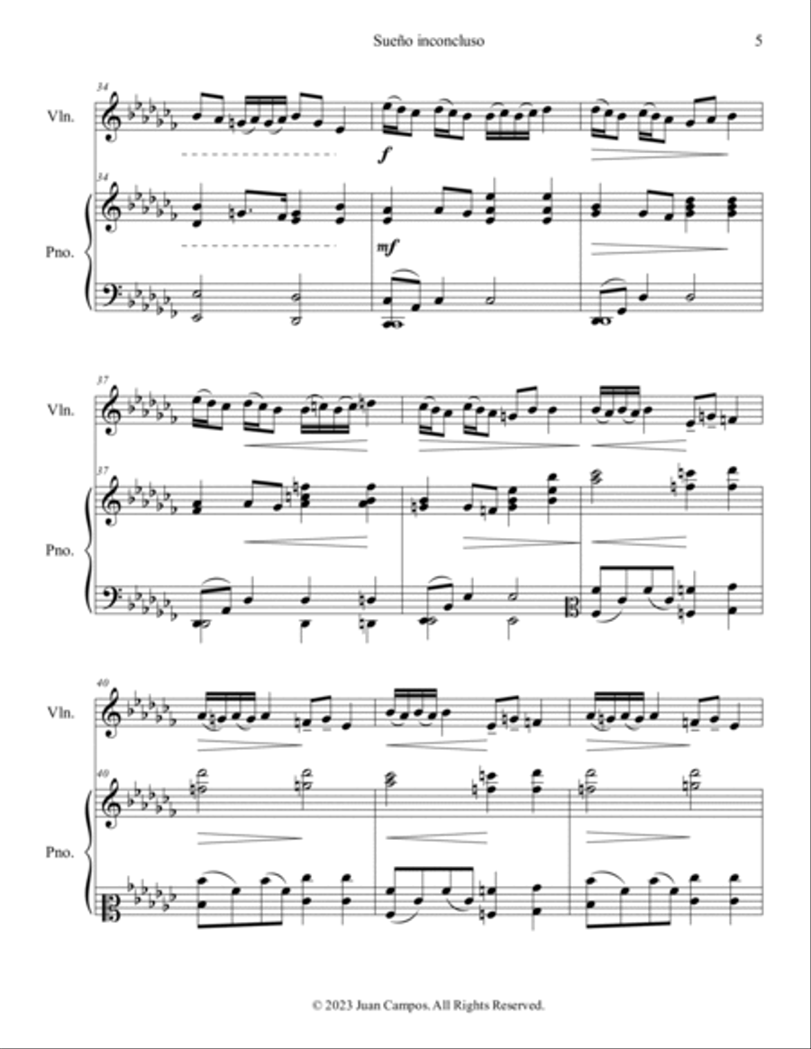 Sueño Inconcluso Chamber Music scores gallery preview page 5