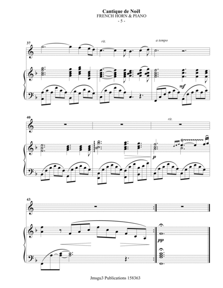 Cantique de Noël for French Horn & Piano image number null