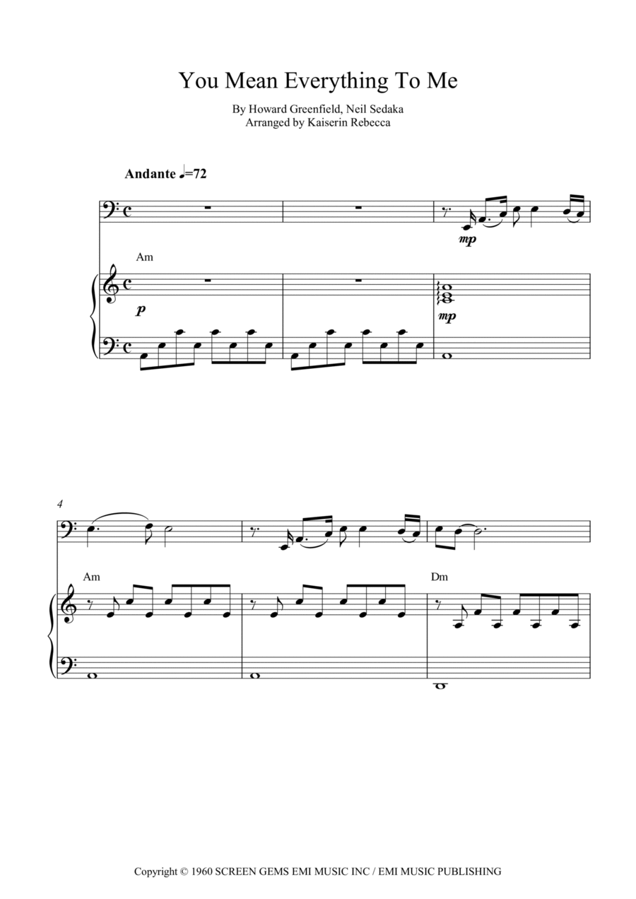 You Mean Everything To Me Piano scores gallery preview page 1