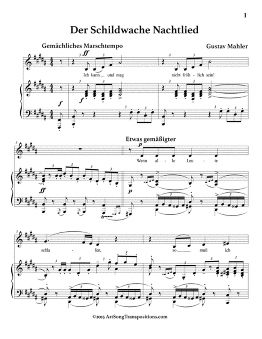 MAHLER: Der Schildwache Nachtlied (transposed to B major)