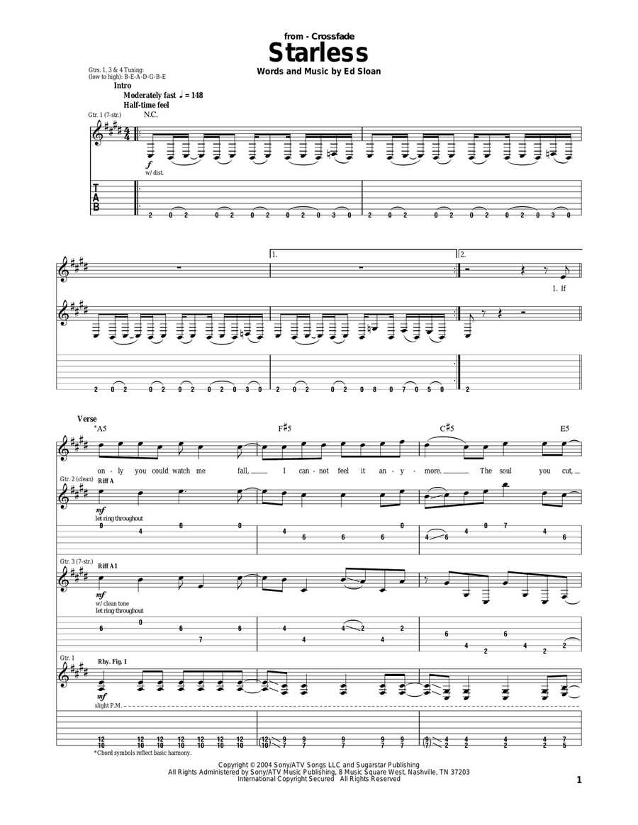 Starless Acoustic Guitar scores gallery preview page 1