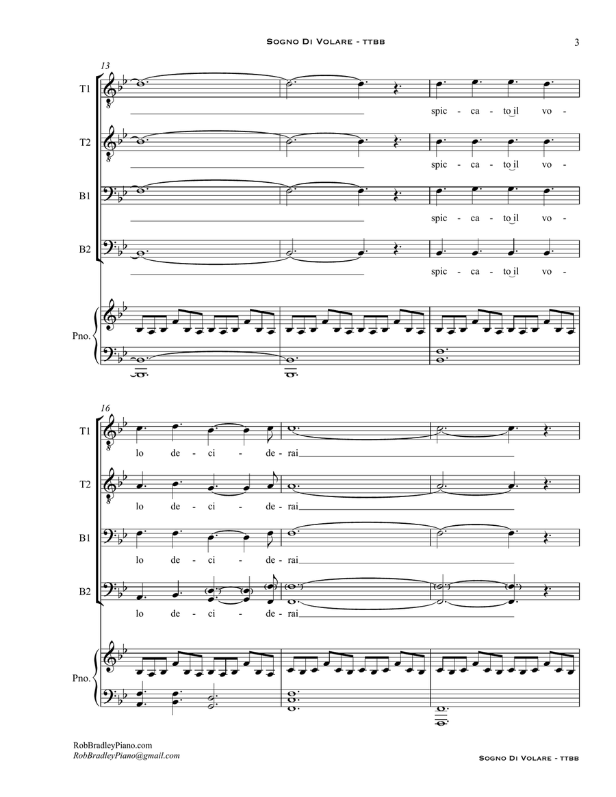 Sogno Di Volare TTBB scores gallery preview page 3