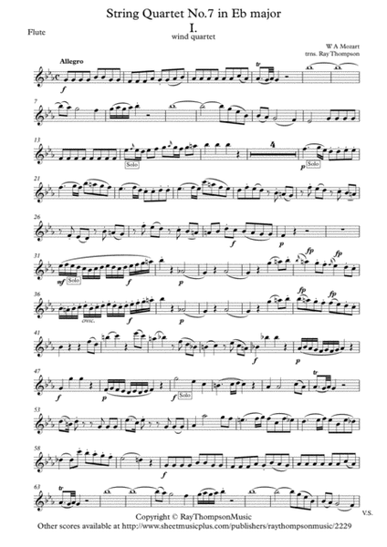 Mozart: String Quartet No.7 in Eb major K160 Mvt.1 - wind quartet image number null