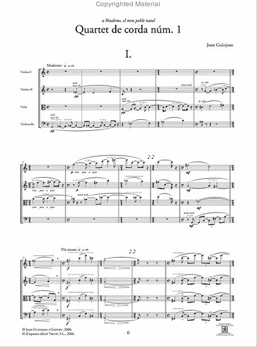 Quartet de corda núm. 1 String Quartet scores gallery preview page 2