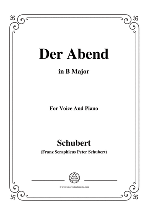 Book cover for Schubert-Der Abend,in B Major,Op.118,No.2,for Voice and Piano
