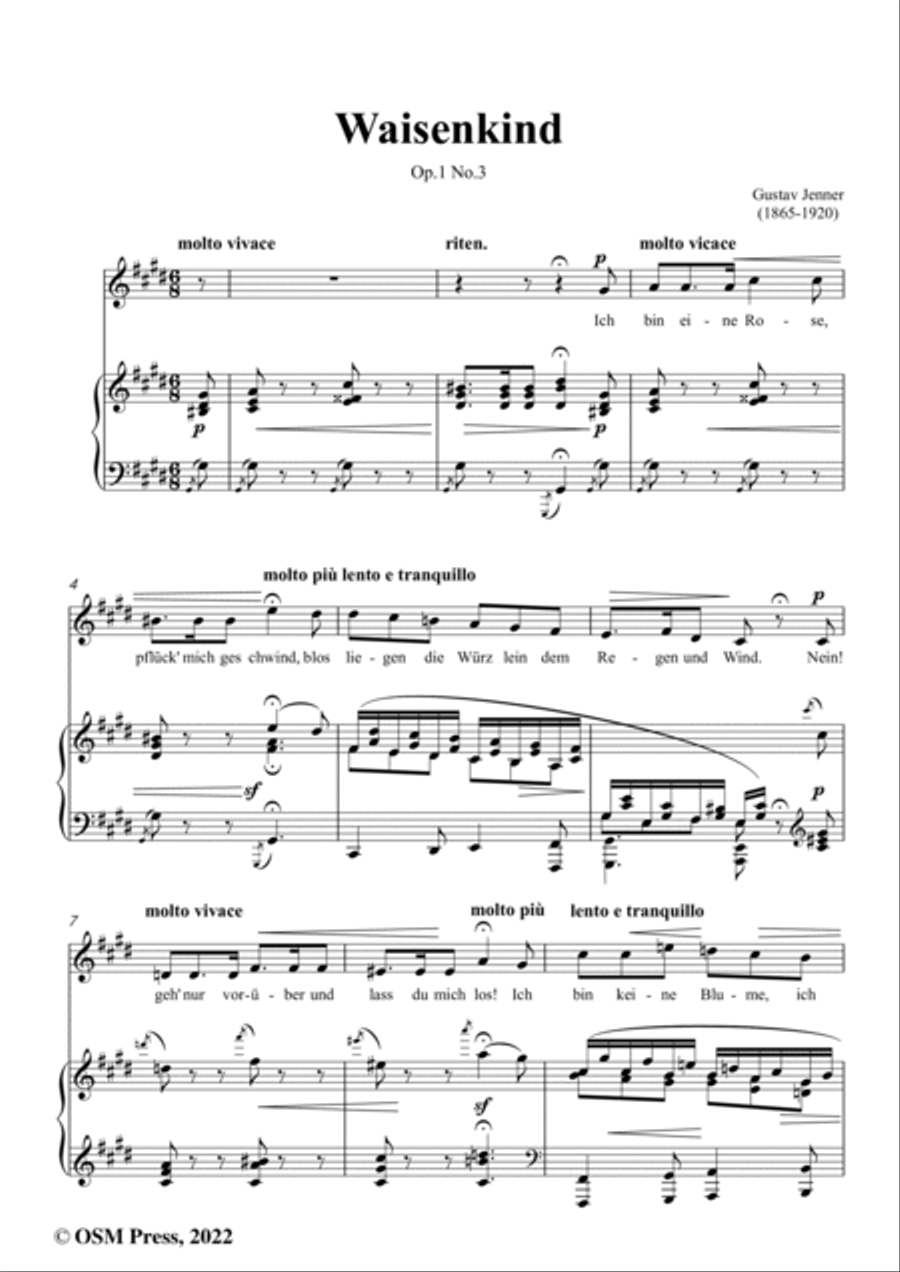Jenner-Waisenkind,in c sharp minor,Op.1 No.3,from '4 Lieder,Op.1' Voice scores gallery preview page 2