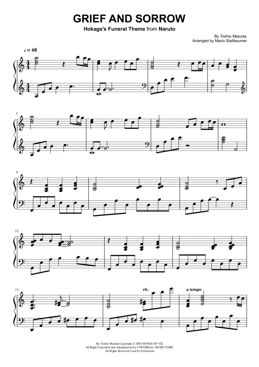 Grief And Sorrow Piano Solo scores gallery preview page 1