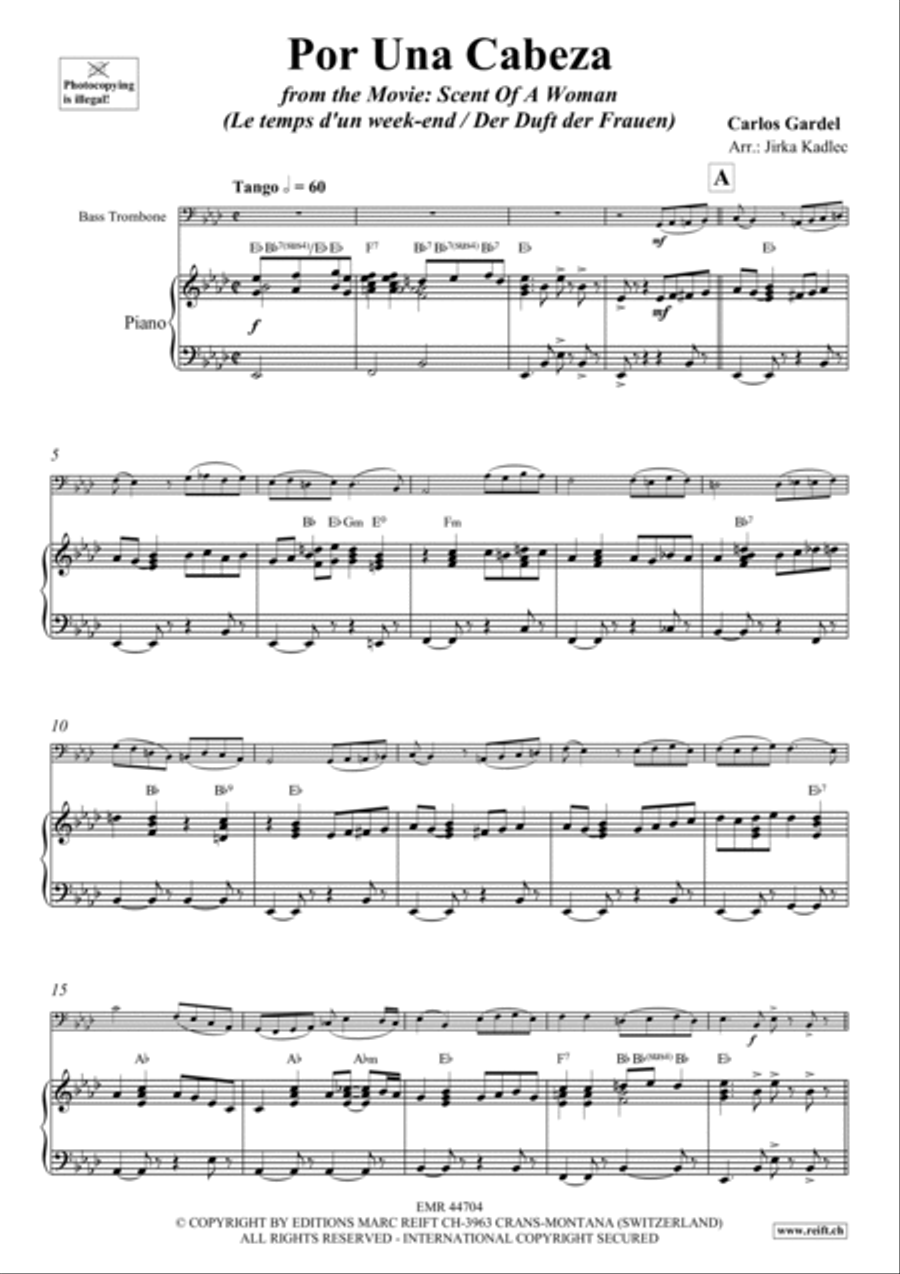 Por Una Cabeza Trombone scores gallery preview page 3