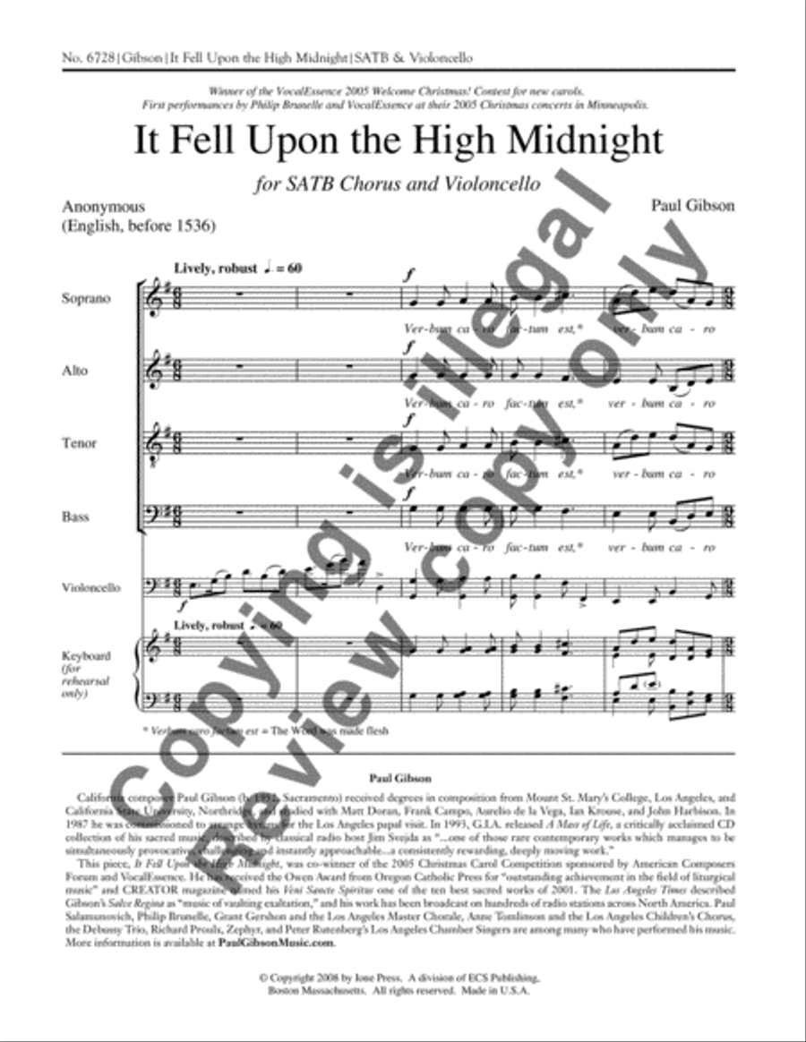 It Fell Upon the High Midnight 4-Part scores gallery preview page 7