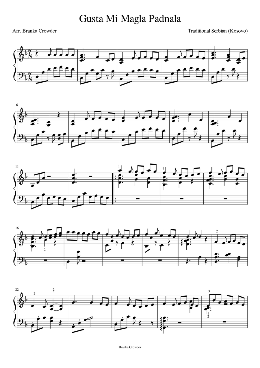 Gusta Mi Magla Padnala Gusta Mi Magla Padnala Harp scores gallery preview page 1