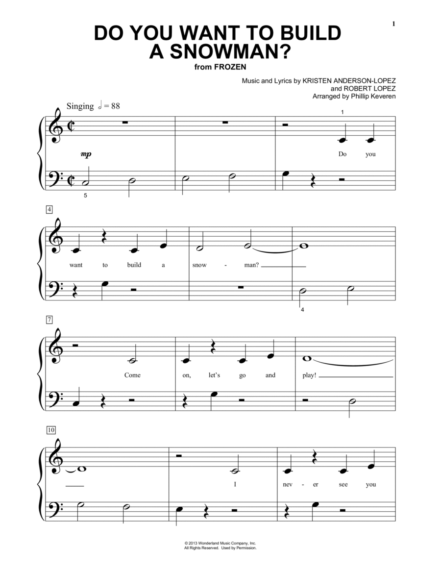 Do You Want To Build A Snowman? (from Frozen) (arr. Phillip Keveren)