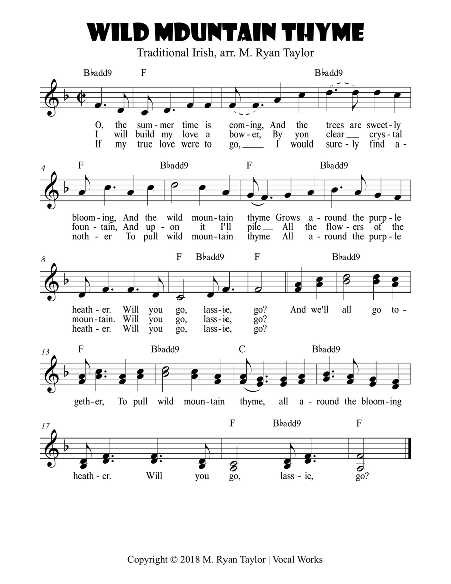 Wild Mountain Thyme : Duet with Easy Ukulele Chords Small Ensemble scores gallery preview page 1