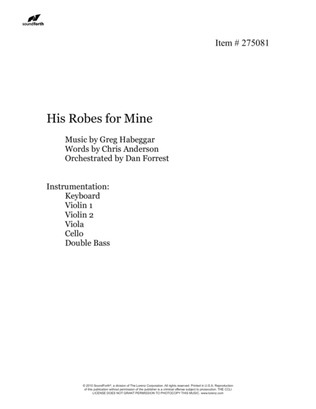 Book cover for His Robes for Mine - String Score and Parts