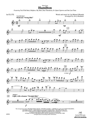 Book cover for Hamilton, Suite from: Flute
