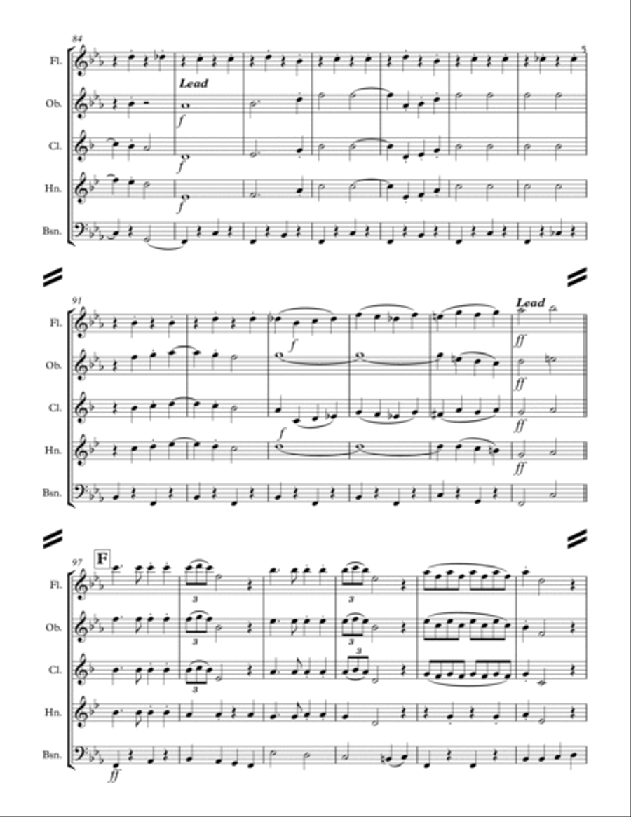 We Need A Little Christmas Woodwind Quintet scores gallery preview page 6