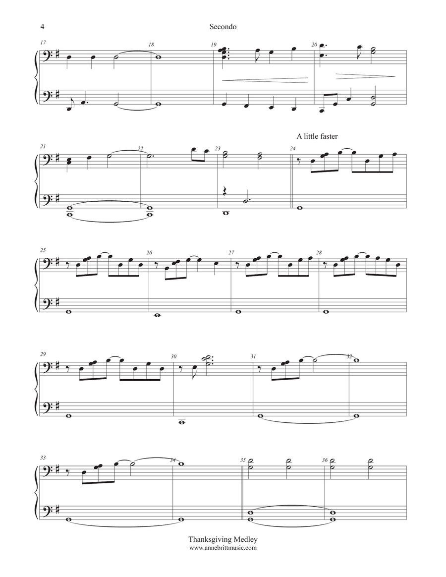 Thanksgiving Medley 1 Piano, 4-Hands scores gallery preview page 4