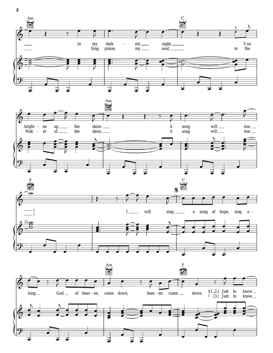 Song Of Hope Piano, Vocal, Guitar scores gallery preview page 2
