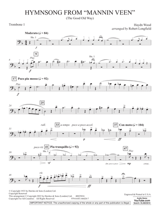 Hymnsong from "Mannin Veen" (arr. Robert Longfield) - Trombone 1