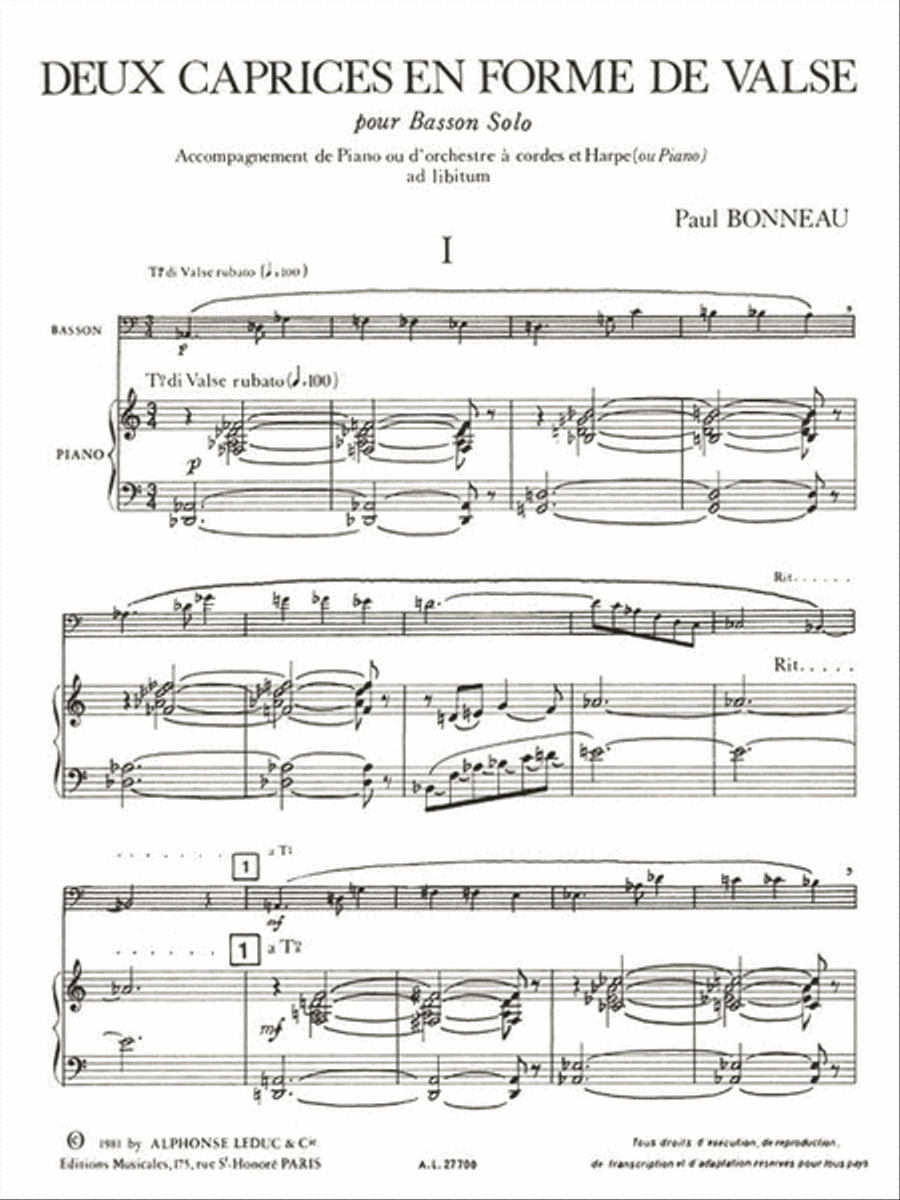 2 Caprices En Forme De Valse (bassoon & Piano)