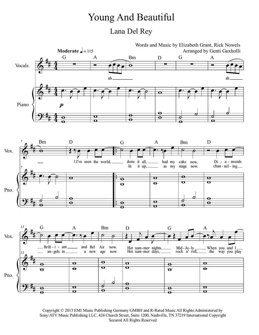 Young And Beautiful Voice scores gallery preview page 2