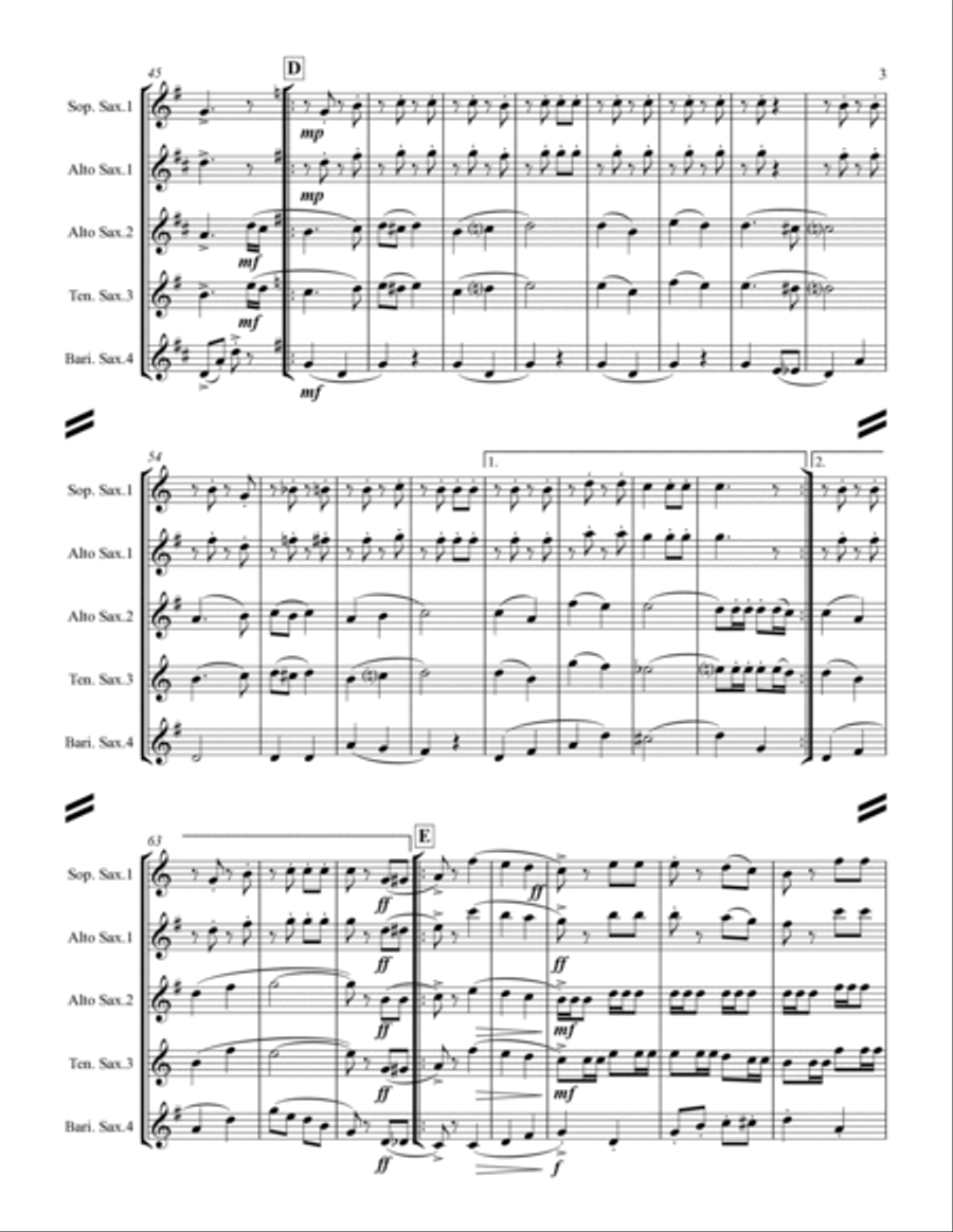 Morning Star Polka (for Saxophone Quartet SATB or AATB) Saxophone Quartet scores gallery preview page 4