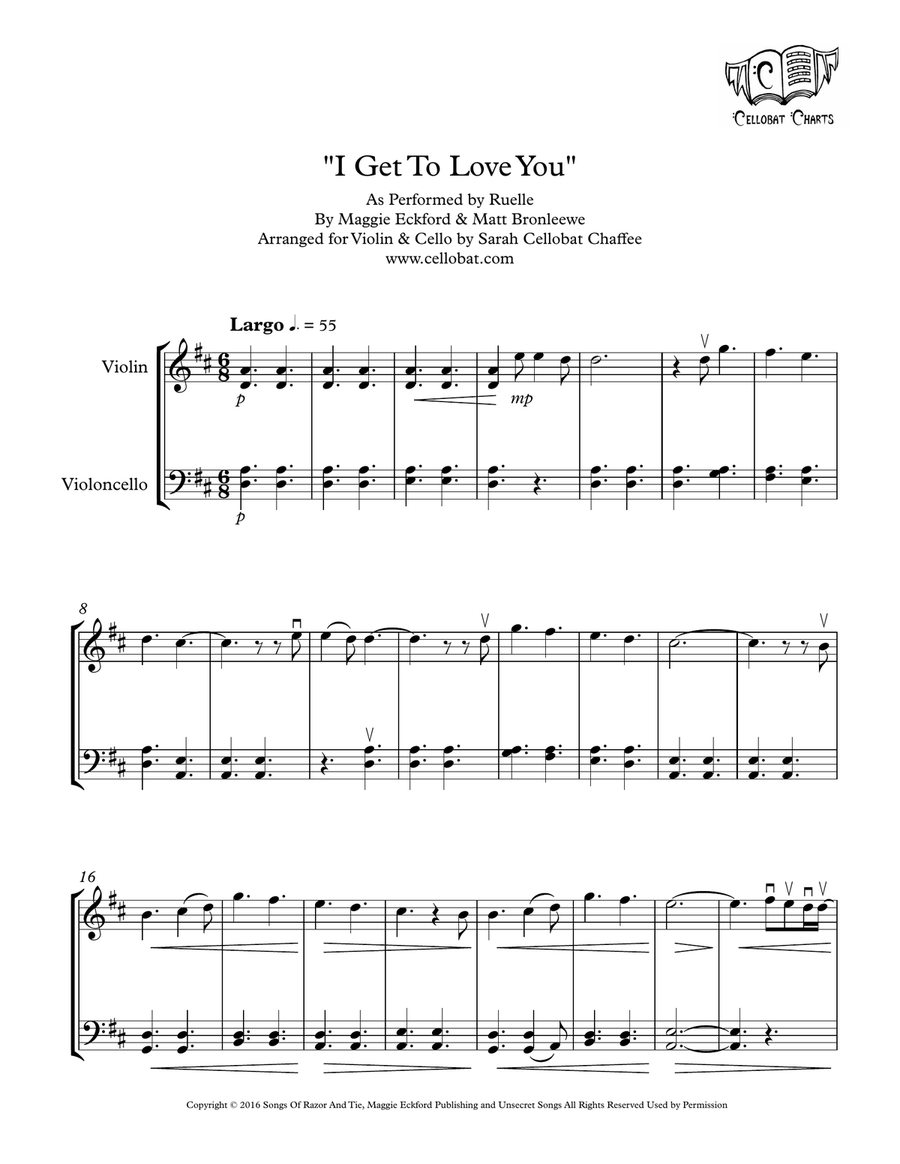 I Get To Love You String Duet scores gallery preview page 1