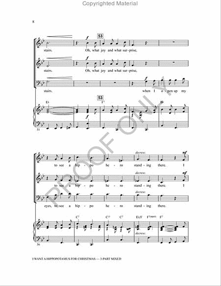 I Want a Hippopotamus for Christmas 3-Part scores gallery preview page 8