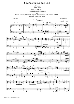 Book cover for Orchestral Suite No.4 in D major - 3. Gavotte - Piano version